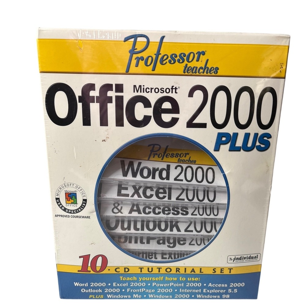 Individual Software Professor Teaches Office 2000 Plus PC OS 10 CD New Sealed